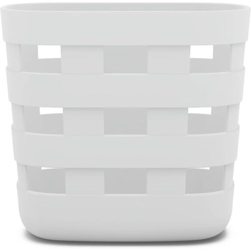 Lalo Bath Time Storage Bin - Keep Items Organized & Dry with Non-Toxic Plastic, Easy Cleanup, Removable Drying Bin, Woven Baby Organizer, Secure Wall Attachment, 9 x 5.5 x 8.5 in - Coconut