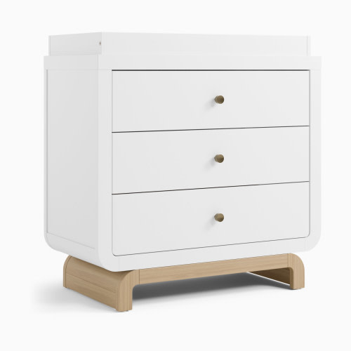 Storkcraft Santorini 3 Drawer Chest with Removable Changing Topper - White With Driftwood