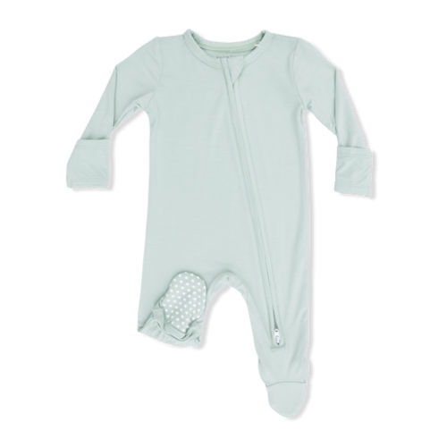 Solid Cameo Green - 2 Way Zipper Footie