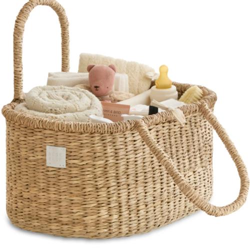Baby Diaper Caddy Organizer "ROSA" Handmade & Natural by BEBE BASK® – BEBE BASK