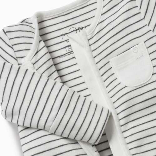 Clever Zip-Up Sleepsuit, Grey Stripe - MORI | Maisonette