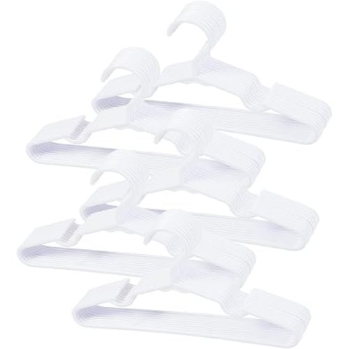 50 Pack White Baby Nursery Closet Hangers,Kids Plastic Hangers,Non-Slip Laundry Infant Pant & Coat Hangers for Newborn Clothes,Ultra-Thin Child Clothes Hangers for Girls Boys Toddler Kids