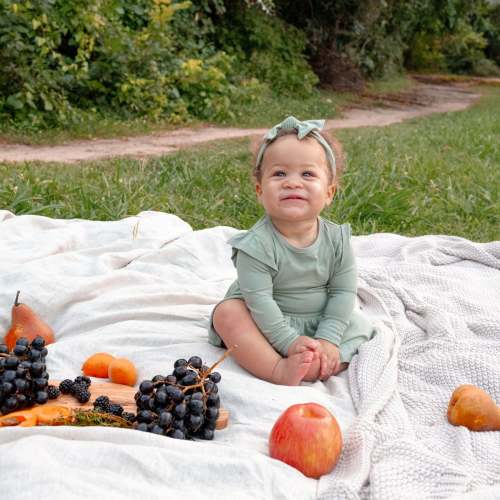6-12 months - Long Sleeve Twirl Bodysuit Dress in Thyme