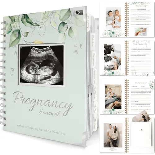 Pregnancy Journal for First Time Moms Gifts - 90 Pages Hardcover Pregnancy Memory Book, Beautiful & Cute Baby Book Keepsake, Ultrasound Baby Scrapbook, Mom To Be Gift (Sage)