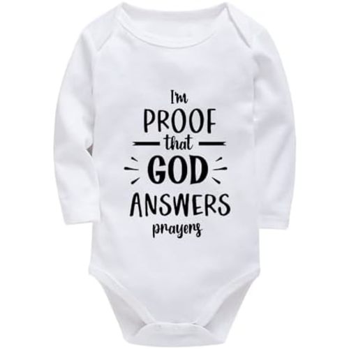 I'm Proof That God Answers Prayers Baby Clothes Long Sleeve Baby Romper White Baby Bodysuits
