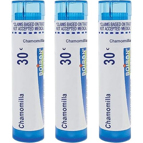 Boiron Chamomilla 30C to Alleviate Irritability, Restlessness, and Occasional Sleeplessness at Night - Pack of 3 (240 Pellets)
