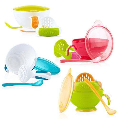 Nuby Garden Fresh Mash 'N Feed Baby Food Masher, Colors May Vary