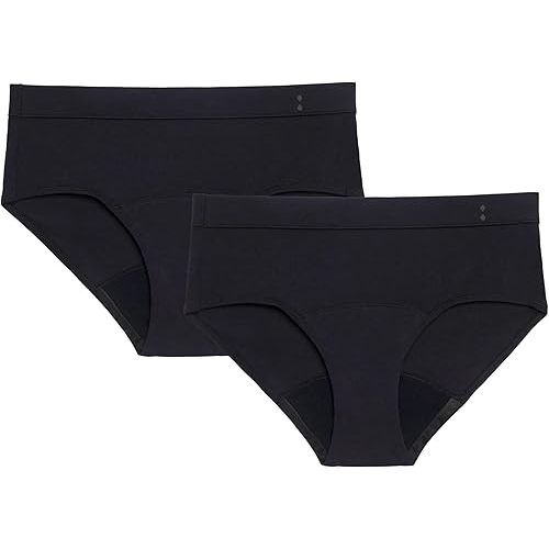 Thinx for All Period Underwear, Everyday Comfort Brief, Holds Up to 12 Regular Tampons*, Period Panties, Leakproof, Reusable & Controls Odor, Black, 2 Pack, XL