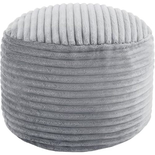 MeMoreCool Round Pouf Ottoman Foot Rest, 20x15 Inch Corduroy Pouf, Grey