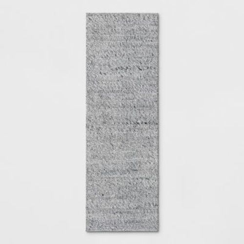 2'3"x7' Chunky Knit Wool Woven Rug Gray - Threshold™: Handmade Indoor Runner, Cotton Backing