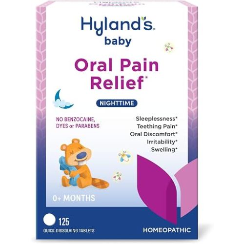 Hyland's Baby Nighttime Soothing Tablets with Chamomilla, Natural Relief of Oral Discomfort, Irritability, and Swelling, Up to 62 Doses (Pack of 1, 125 Count Total)