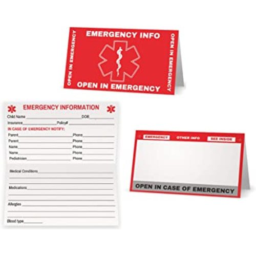 Child Emergency Contact Car Seat Safety Alert Attachment Tag (ICE-101) Quantity (5)