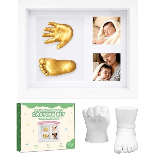 Baby Hand and Foot Casting Kit Includes Picture Frame, Plaster Hand Mold Casting Kit Ideal for Creating Baby Hand and Foot Keepsakes, Birthday Gifts