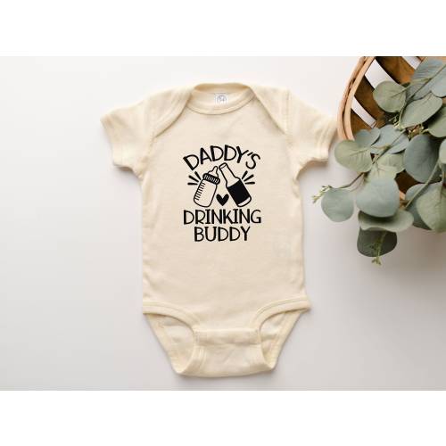 Daddy's Drinking Buddy Organic Cotton Baby Bodysuit - Funny Infant Babysuit