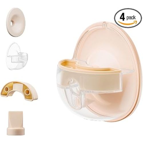 Paruu P16 Replacement Full Set Collector Cup, Only Compatible with P16 Wearable Breast Pump (150ml, 24mm Flange), Original Accessories(Nude, 1 Set