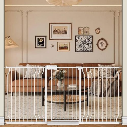 62.2-71.65 Inch Extra Wide Baby Gate for Indoor Stairs and Doorways