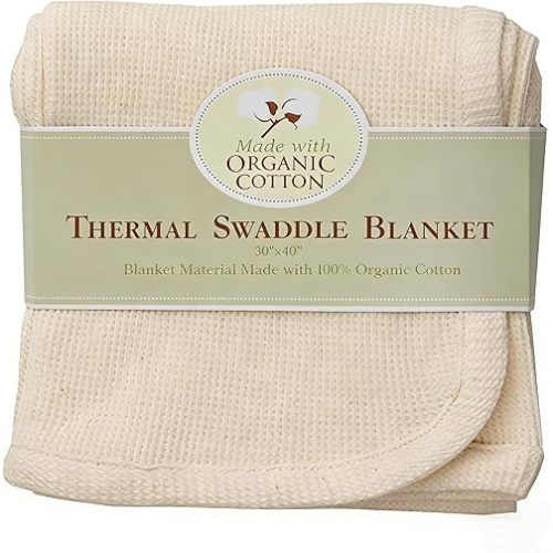 TL Care 30" X 40" Thermal/Waffle Swaddle Blanket Made with Organic Cotton, Natural Color, Soft Breathable, for Boys and Girls