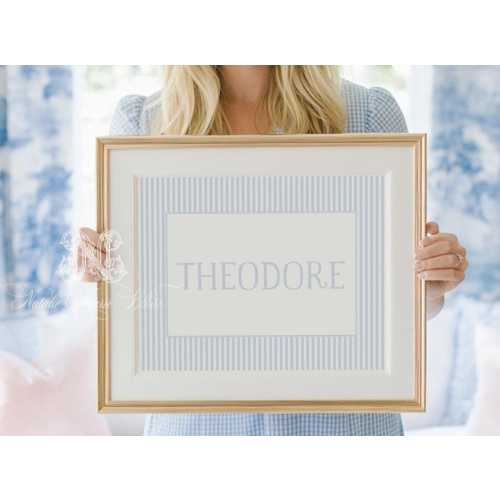 Classic Baby Boy White & Blue Nursery Decor | Boy Blue Nursery Wall Art | Name Nursery Art | Personalized Baby Name Print | Up To 24x36