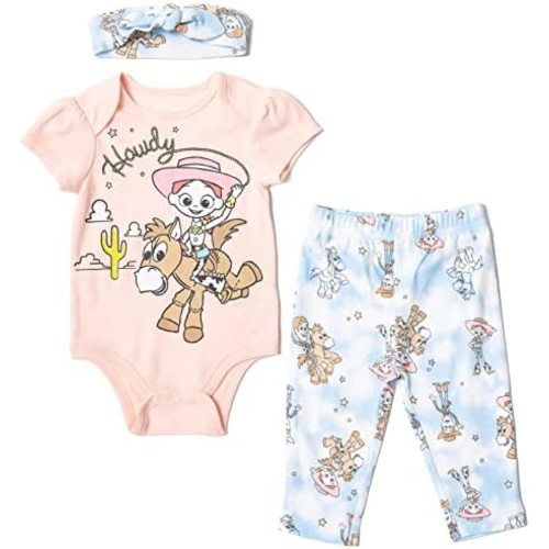 Disney Baby Girls' 3-Piece Bodysuit Pants and Headband Set