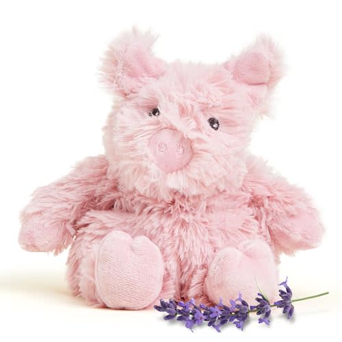 warmies Junior Microwavable & Weighted Stuffed Animals, Pig - Heated Stuffed Animal Plushie for Warmth & Comfort - Cute Soft Plush Toys for Adults & Children (Boys, Girls, Babies & Toddlers)
