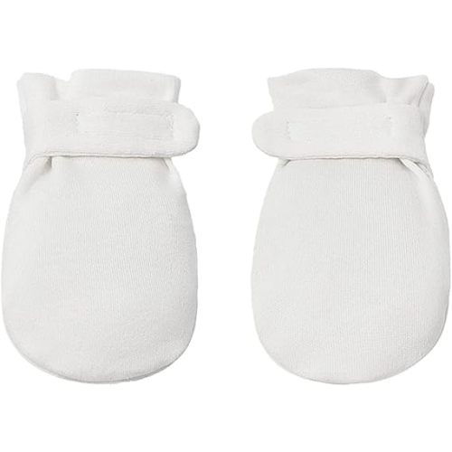 Newborn Baby No Scratch Mittens Stay On, 100% Cotton Breathable, Adjustable Infant Gloves for Baby Boys Girls Mittens