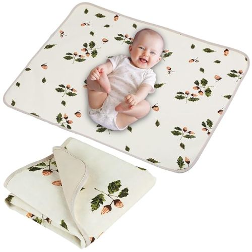 Baby Diaper Changing Pad, 19.7"x25.6" | 100% Muslin Cotton and Wipeable PU Leather
