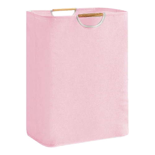 Large Laundry Hamper,80L(21.1 Gal) Collapsible Laundry Basket with Bamboo Handles,Freestanding Waterproof Clothes Hamper for Laundry Room,Bedroom,Towels,Toys(Pink)