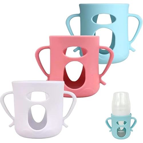 3Pack Silicone Sleeve for Evenflo Balance Plus Wide Neck Bottle 5oz, Glass Bottle Sleeves for Evenflo Feeding Premium Proflo Wide Neck 5oz, Scald Sleeve Heat Protective Case