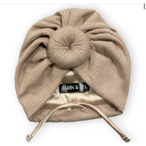 Adjustable Satin Lined Turban-Oat Ribbed – Aarin & Co.