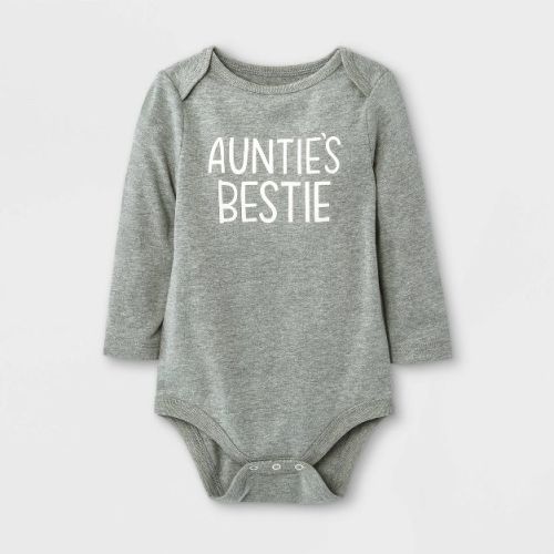 Baby 'Auntie's Bestie' Long Sleeve Bodysuit - Cat & Jack™ Gray