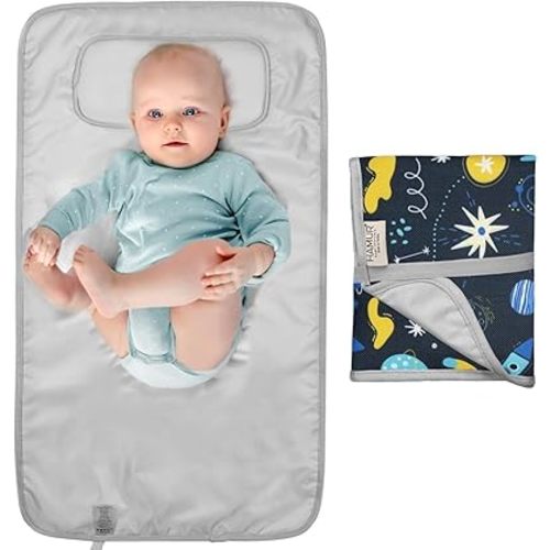 Hamur Home Portable Changing Pad – Waterproof, Washable & Easy Wipe Clean, Foldable Travel Baby Changing Mat for Diaper Bag, Compact & Lightweight, Must-Have for Newborns (Space Pattern)