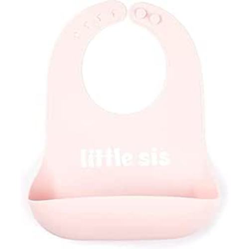 Bella Tunno Wonder Bib - Adjustable Silicone Baby Bibs for Girls, Durable and Waterproof BPA Free Silicone, Little Sis, One Size, (WB234)