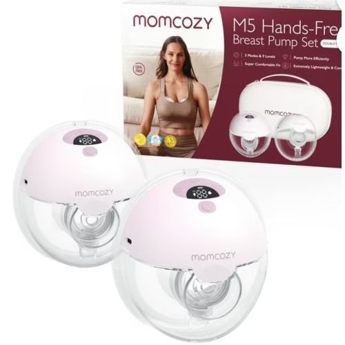 Momcozy M5 Extractor de Leche Portátil Manos Libres 3 Modos 9 Niveles de Succión Extractor Eléctrico Portátil 24mm Paquete de 2 Degradado Rosa