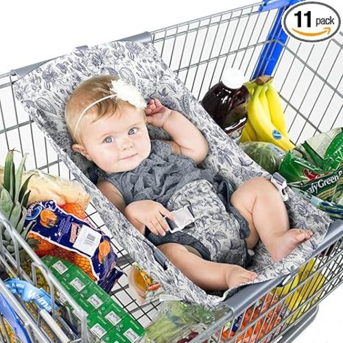 Shopping Cart Hammock – Infant Seat for Grocery Carts – Holds Car Seats Securely – Compatible with Select 4-Seater Wagons (20–24” Wide) – Supports Up to 50 lbs – Heritage Blue