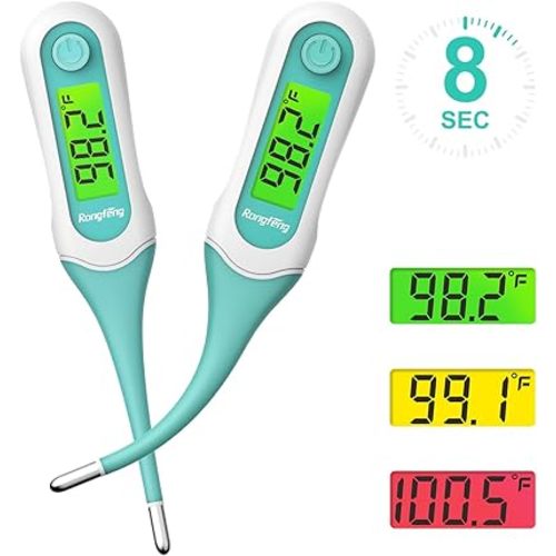 8s Fast Reading Thermometer for Adults and Kids, Accurate & Safe Digital Baby Thermometer with 3 Color Backlit and Fever Alarm for Oral, Rectal, Underarm FSA HSA Eligible