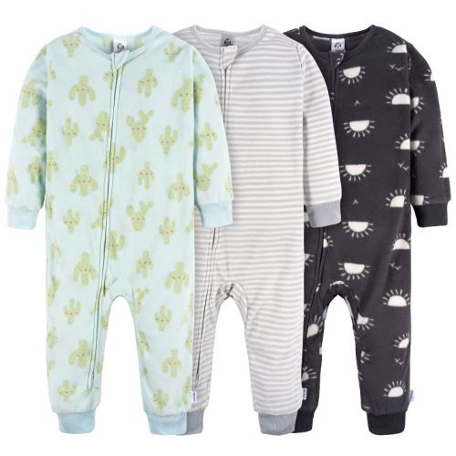 Gerber Baby Girls' Footless Fleece Pajamas, 3-Pack