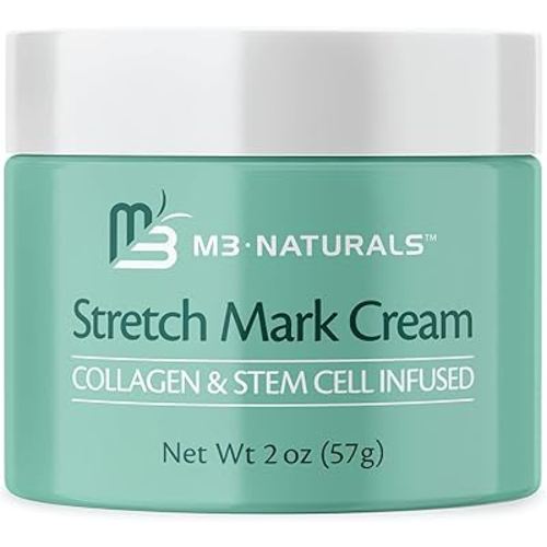 Stretch Mark Cream Infused with Collagen & Stem Cell Maternity Skincare Oil Removes Stretch Mark Prevention & Scar Remover Lotion Green Tea Extract & Raspberry Ketones, 2oz by M3 Naturals