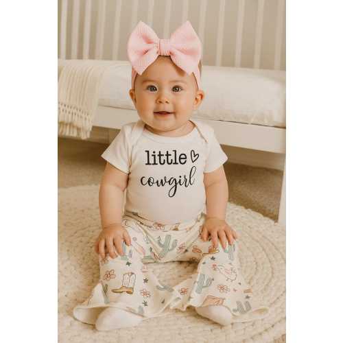 Little Cowgirl Bell Bottom Set: Western Baby Bodysuit & Bow - Etsy
