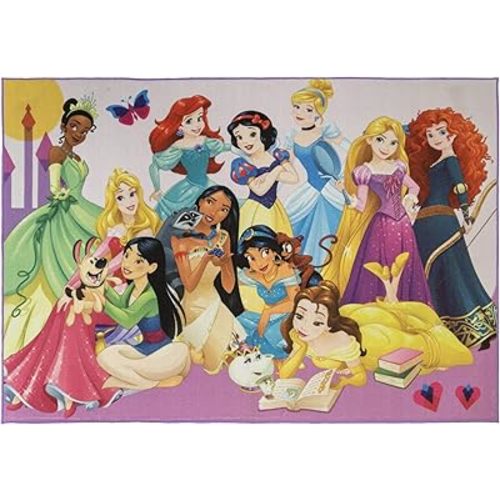 Gertmenian Disney Princesses Indoor Area Rug - 4x6 Large, Non-Slip, Ideal for Children in Bedroom, Game Room, Classroom, Nursery or Play Area - Multi, 21275
