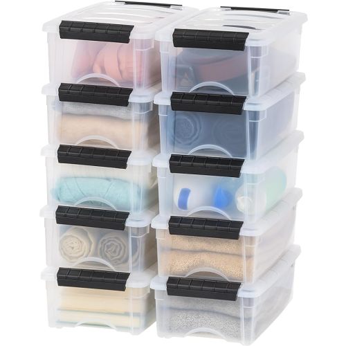 IRIS USA 13 QT Plastic Storage Box with Lid and Latches - 6 Pack - BPA-Free, See-Through Organizing Solution, Durable Nestable Stackable Containers, Secure Pull Handle - Clear