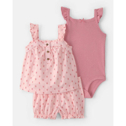Baby Girl 3-Piece Flutter Sleeve Outfit Set - Pink | Carter's