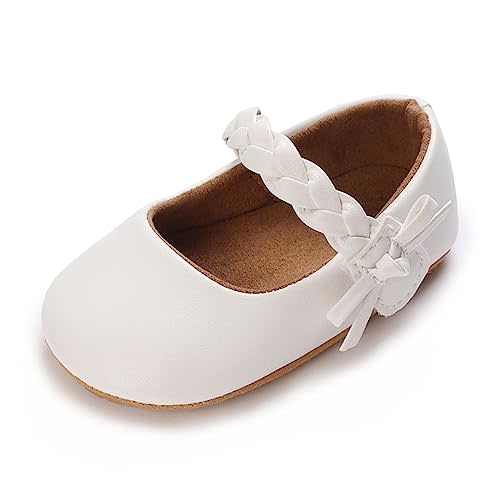 COSANKIM Baby Girls Mary Jane Flats Shoes Anti-Slip Rubber Sole Infant Toddler Princess Wedding Dress Shoes