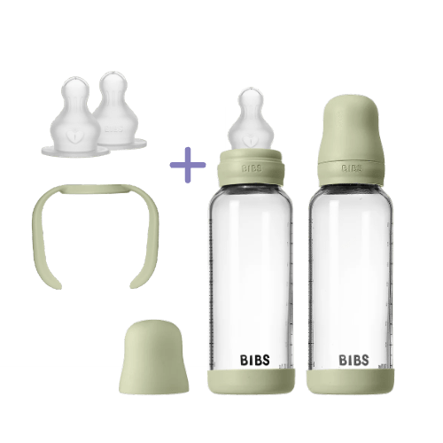 The Daycare Bottle Set - Glass Bottle 8oz Silicone - Sage