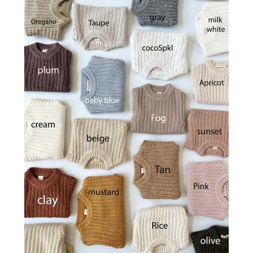 Baby Cotton Chunky Knit Sweater (nb) – Olive and Cradle color: sunset