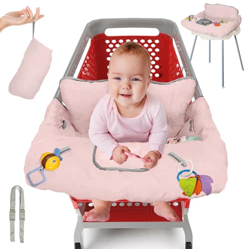 PILLANI Shopping Cart Seat for Baby, High Chair Cover for Restaurant Seat - Grocery Cart Cover for Baby Girl and Boy, Comfortable Cotton Buggy Covers for Babies - Padded Baby Shopping Cart Seat