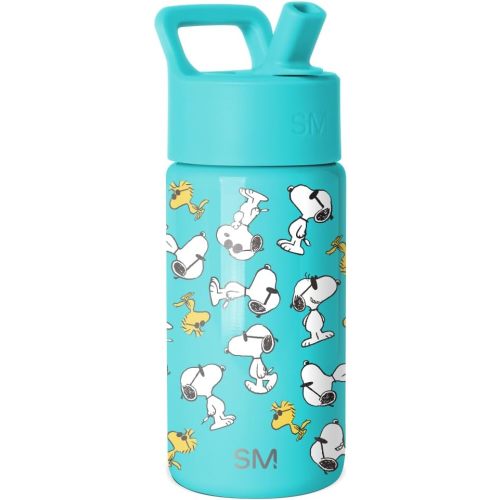 Simple Modern Peanuts Kids Water Bottle with Straw Lid | 14oz Insulated Stainless Steel Kids Tumbler & Spill Proof Toddler Cup for School, Girls, Boys | Summit | Snoopy & Woodstock