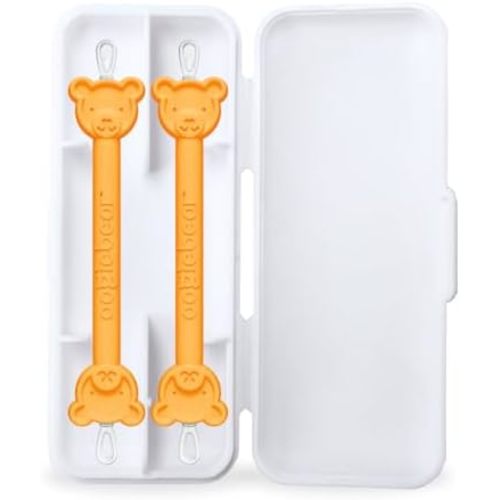 oogiebear: Baby Nose Cleaner & Ear Wax Removal Tool - Safe Booger & Earwax Removal for Newborns, Infants, Toddlers - Dual-Ended - Essential Baby Stuff, Diaper Bag, 2-Pack Orange with case