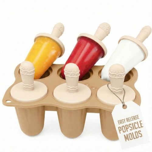 Baby Popsicle Mold, Baby Teething Popsicle Mold Silicone, 6-Cavity Infant & Toddler Ice Pop Molds, Baby Popsicle Teether, BPA-Free, Dishwasher Safe