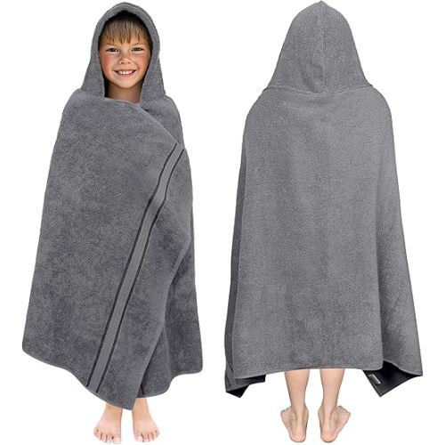 ORIGINAL KIDS Hooded Bath Towel Wrap - Ultra Soft 100% Cotton Terry Large Oversized Hooded Kids Towel - Toddler Big Kid Shower Pool Beach Towel - Absorbent Quick Dry Easy Care Gift - 30x54 - Charcoal