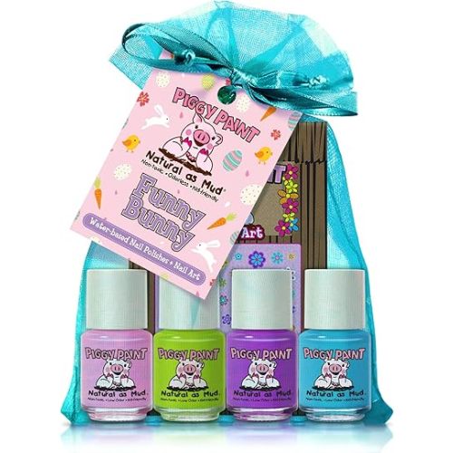 Piggy Paint Nail Polish, Non-Toxic - Funny Bunny (4 Color + Nail Art Set)